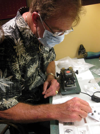 Don Kelly at work with Tahitian Black Pearls